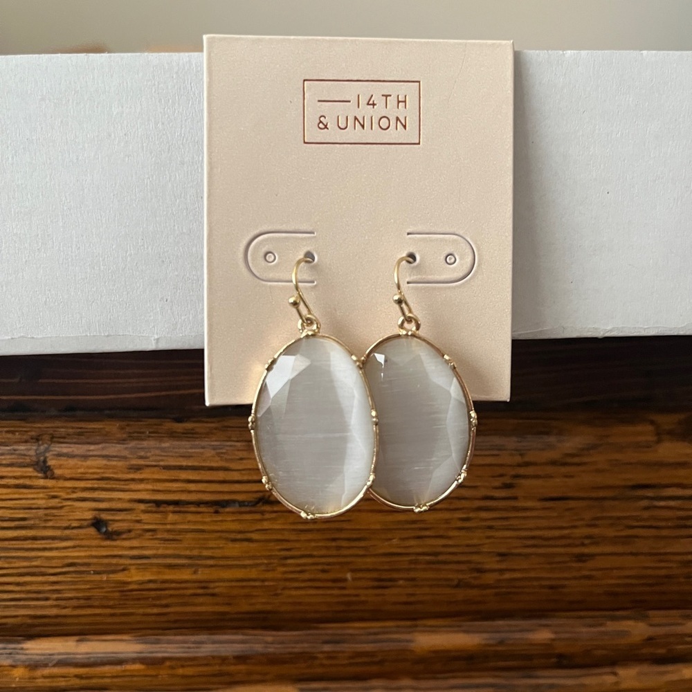 Nordstrom Gold and White Oval Earrings